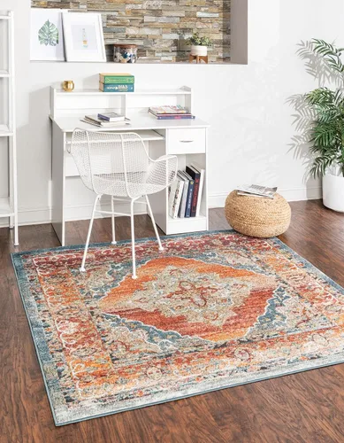 Vista 19 de Unique Loom Isabella Collection - Alfombra de área - Rossellini (2 x 3 pies, rectangular, azul/beige)
