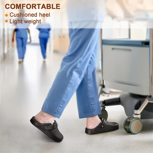 Vista 5 de Bigant Zuecos para mujer, zapatos Mercy Mules para mujer, zapatos de enfermera, zapatos de trabajo de jardín