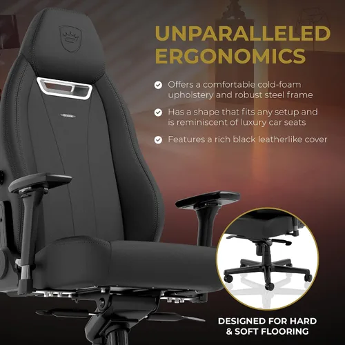 Vista 7 de noblechairs Silla ergonómica Legend para juegos, piel sintética de edición negra
