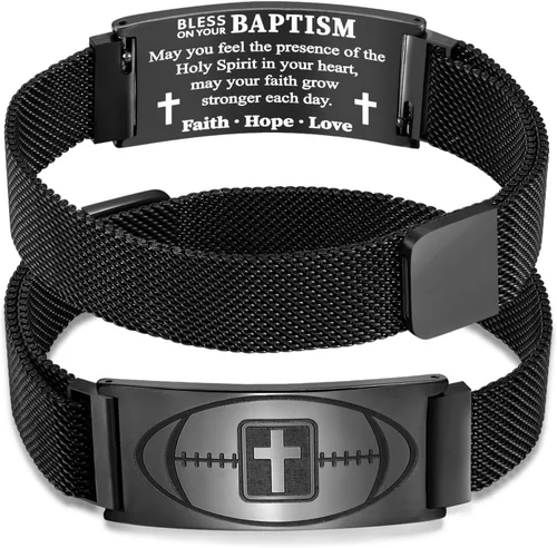 Vista 26 de Regalos de graduación, pulsera de fútbol, fútbol, baloncesto, béisbol, regalos de pulsera, pulseras de cruz de fe para hombres, bautismo, primera