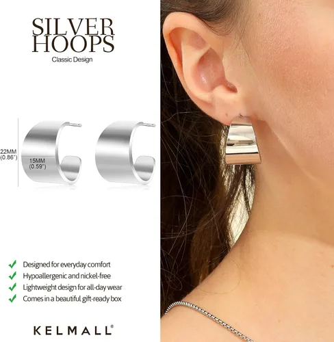 Vista 29 de KELMALL Aretes tipo argolla de oro de 14 quilates para mujer, hipoalergénicos, gruesos, redondos, no se deslustra, para orejas sensibles