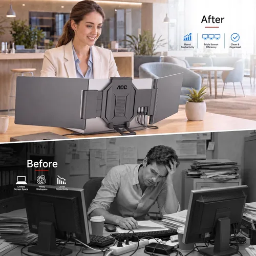 Vista 2 de AOC Extensor de pantalla para laptop de 14", monitor portátil para Gris