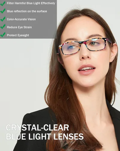 Vista 8 de Lentes de lectura elegantes para mujer, lectores con bloqueo de luz azul, anteojos para mujer, tramposos Rectangle blue light readers with