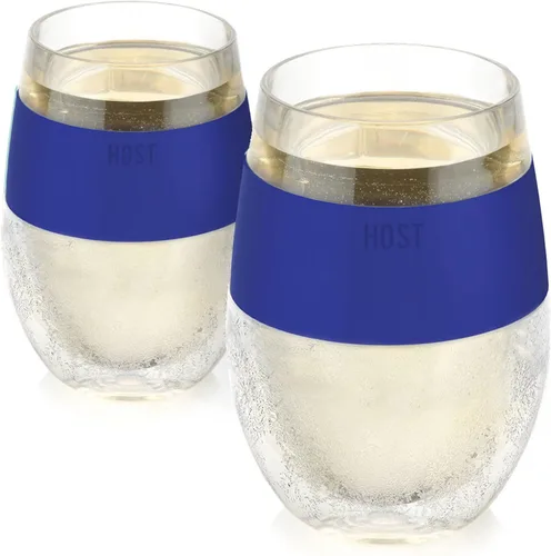 Vista 20 de Host Set de Tazas para Vino Congelables de 2 - Tazas de Plástico de Doble Pared Aisladas para Enfriar Vino con Gel Congelable, Vasos de Vino