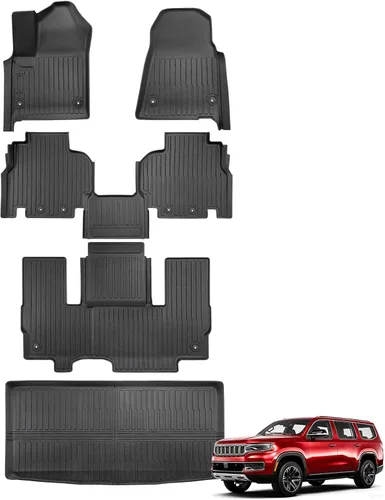 Vista 37 de Alfombrillas para suelo de Dodge Durango 2016-2025 2026 de 6 asientos, protector de carga para todo tipo de clima, TPE resistente, impermeable
