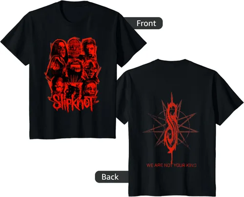 Vista 7 de Slipknot Camiseta oficial con parche rojo con texto en inglés «We are Not Your Kind», talla S