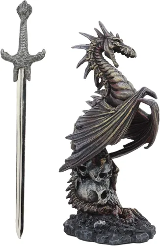 Vista 5 de Ebros Necromancy Litche Blade Ruth Thompson - Estatua de dragón con hoja abrecartas de dragón de 10 pulgadas de alto, colección de la serie
