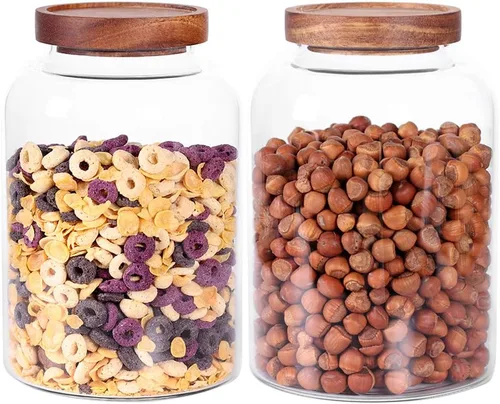 Vista 8 de LEAVES AND TREES Y Tarro de vidrio de 1 galón con tapa hermética y parte inferior antideslizante para almacenamiento de alimentos secos