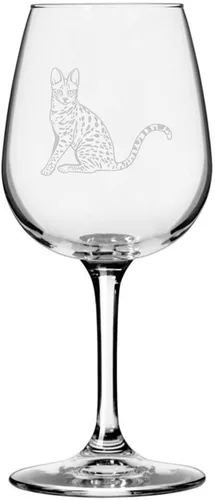 Vista 139 de Copa de vino de 12.75 onzas con temática de gato abisinio grabada para todo uso
