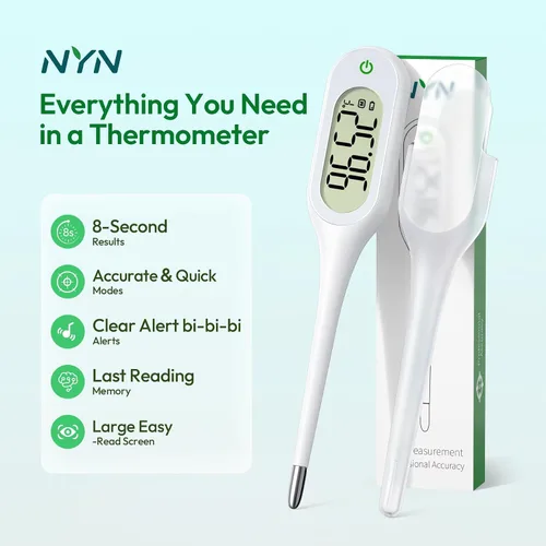 Vista 3 de Fast 8-Second Basal Body Thermometer for Ovulation Adults, Kids, Underarm Thermometer with Fever Alarm, Memory & Large Display Accurate & Reliable