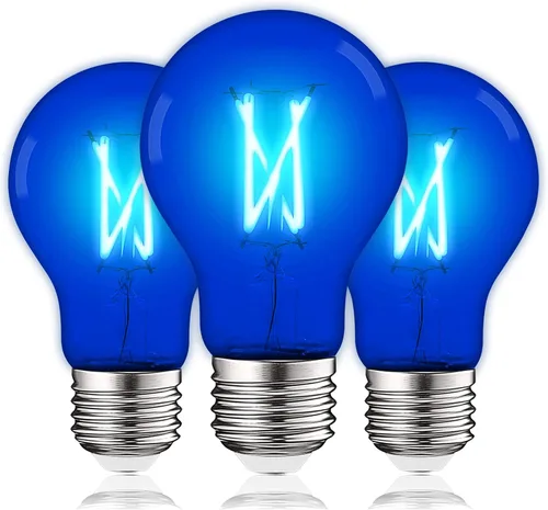 Vista 26 de LUXRITE Bombilla LED A19 Edison verde, 4.5 W (equivalente a 60 W), filamento de vidrio de color, certificación UL, base estándar E26