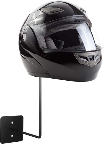 Vista 5 de Frienda Accesorios de motocicleta montados en la pared, soportes negros para casco de metal, multifuncionales, con tubos de esponja y tornillos