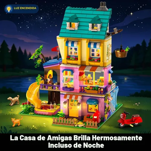 Vista 4 de HOGOKIDS Juguete de construcción de casa familiar con luz para niñas