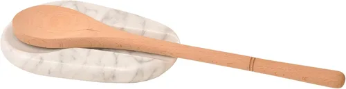Vista 5 de Soporte para cucharas de mármol, resistente al calor, sin BPA, para la parte superior de la estufa, soporte para utensilios de cocina para cuchara