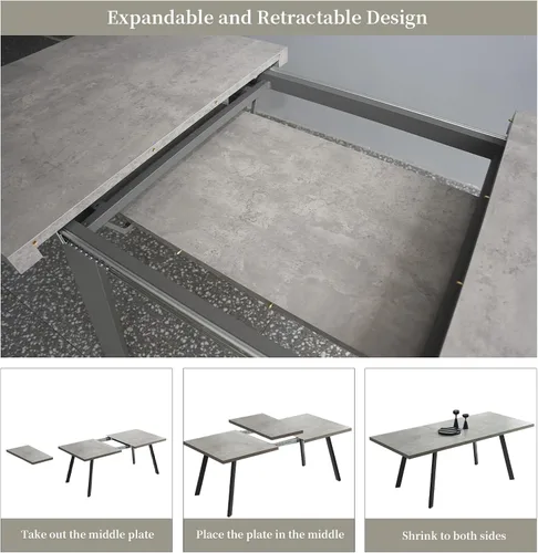 Vista 5 de Zerifevni Juego de mesa de comedor de 5 piezas, mesa de cocina moderna de 46 pulgadas con 6 sillas de comedor para 4, mesa de comedor expandible