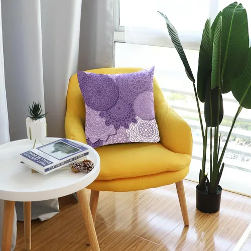 Vista 6 de Kigai Funda de cojín cuadrada decorativa de estilo bohemio con mandala morada de 18 x 18 pulgadas, para sofá, dormitorio, hogar