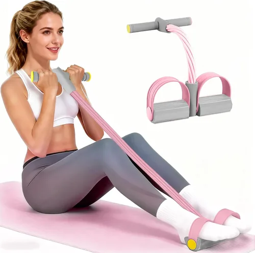Vista 9 de Pedal Resistance Bands with Handles, Durable 6-Tubes Multifunction Pedal Resistance Band, Natural Rubber Foot Pedal Resistance Bands, Fitness