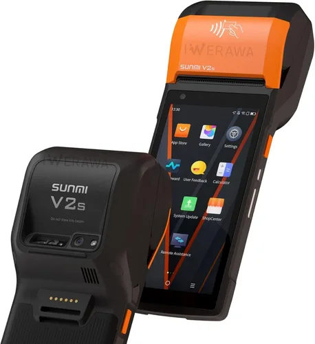 Vista 9 de Sunmi V2s Terminal POS con impresora de recibos, altavoz, cámara y escáner de código de barras todo en uno, impresora PDA portátil, sistema Android