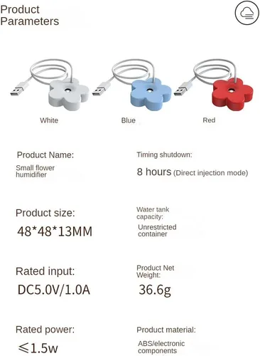 Vista 8 de Humidificador pequeño USB 2 paquetes de humidificador portátil creativo de flores, fácil de usar, mini silencioso de plástico para el hogar