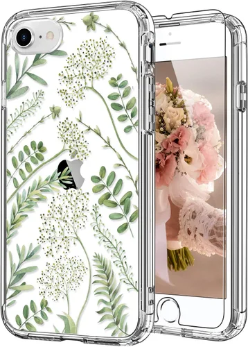 Vista 13 de ICEDIO Funda para iPhone SE 2022/2020, 8, 7 - TPU Transparente, Diseño de Flores Florecientes Coloridas, con Protector de Pantalla para Niñas