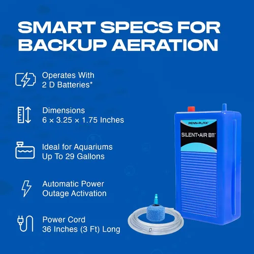 Vista 5 de Penn-Plax Silent - Air Aquarium Air Pump - Designed for Emergencies and Power Outages