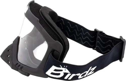 Vista 3 de Birdz Gafas Toucan para motocicleta, ATV, UTV, motocross, esquí, gafas acolchadas con protector de nariz desmontable, marco negro Claro