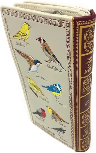 Vista 4 de Shag Wear Cartera de pájaro para mujer 7", Libro de Aves Beige, Moderno