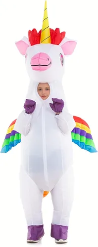 Vista 3 de HSCTEK Disfraz de unicornio inflable unisex para niños