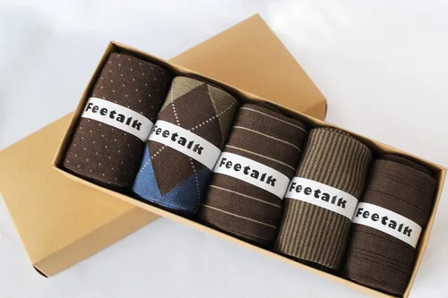 Vista 2 de Feetalk Calcetines de vestir modales para hombre, calcetines de algodón casuales con patrón resistente al olor