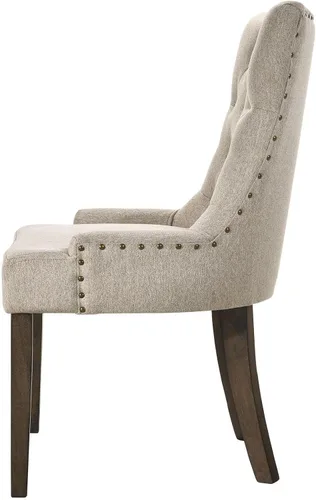Vista 5 de Acme Furniture Farren - Silla auxiliar en tela beige y acabado espresso