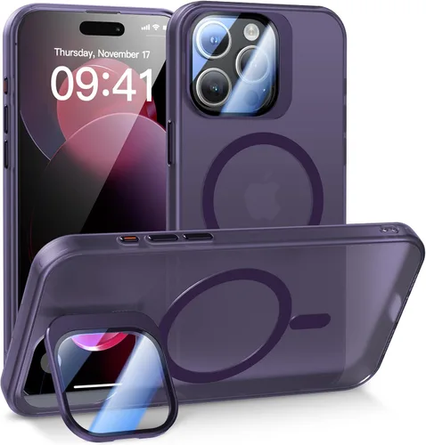 Vista 7 de Meifigno Window Mag Series - Funda diseñada para iPhone 15 Pro, soporte de cámara integrado y compatible con MagSafe, parte trasera mate translúcida