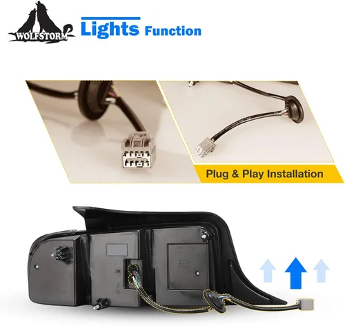 Vista 4 de WOLFSTORM Luz trasera LED para Ford Mustang 2010-2014 con diseño de función de señal de giro secuencial, luz de circulación diurna, montaje