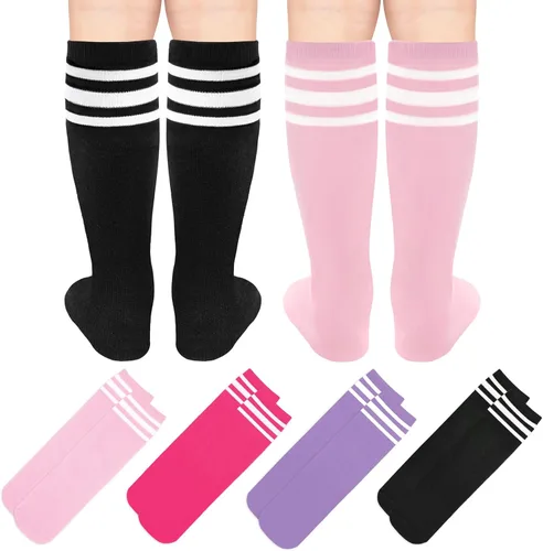 Vista 5 de 4 pares de calcetines de fútbol para niños pequeños, calcetines de fútbol para niñas, calcetines de fútbol para niños pequeños, calcetines de tubo