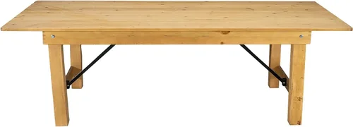 Vista 7 de Flash Furniture HERCULES - Mesa de granja plegable rectangular de pino macizo rústico antiguo de 8' x 40", color natural claro Grado comercial