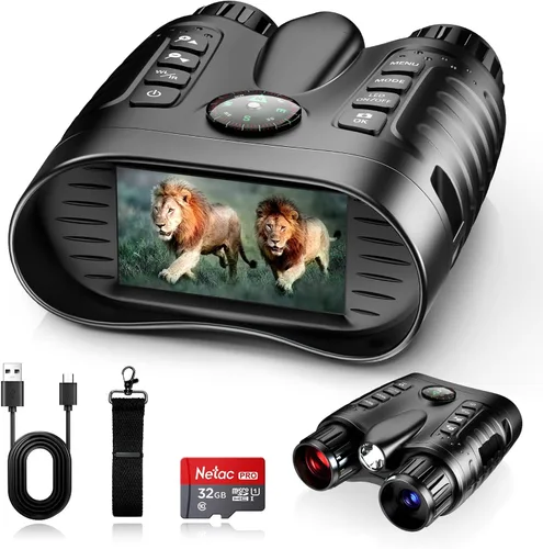 Vista 10 de GOYOJO 4K Gafas de visión nocturna montadas en la cabeza y prismáticos para adultos – NVG infrarrojos con enfoque manual y zoom digital 8X
