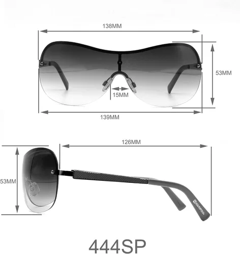 Vista 5 de Southpole Women's 444sp Vintage 90s Metal Shield Rectangular Sunglasses (139mm) -Uv400 Protection, Trendy Gift