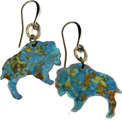 Vista 4 de Boho Turquoise Rust Patina Buffalo Earrings Copper Jewelry Gift Ideas for Women