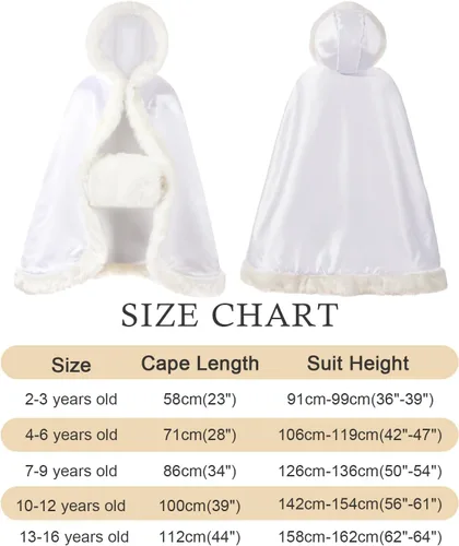 Vista 6 de BEAUTELICATE Capa de piel con capucha para niña de flores, capa de boda de invierno para niños, disfraz de Navidad, abrigo de bebé