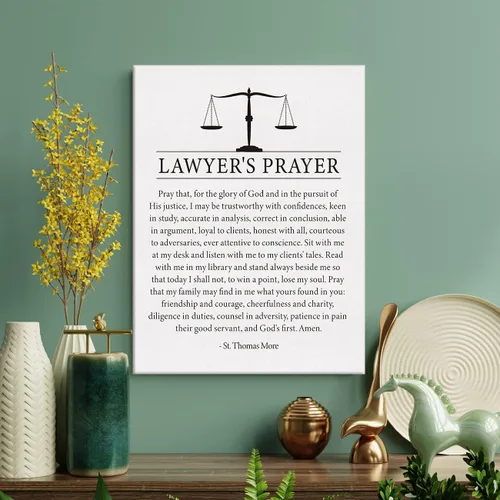 Vista 3 de LEXSIVO Lienzo impreso con texto en inglés "Lawyer's Prayer", arte de pared, decoración de oficina de ley, pintura moderna de abogado, póster de 12