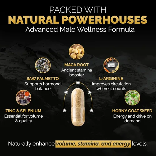 Vista 2 de Volumizador de semen extremo y fórmula energética masculina, resistencia natural, resistencia y salud del semen, 60 cápsulas (suministro de 1 mes)