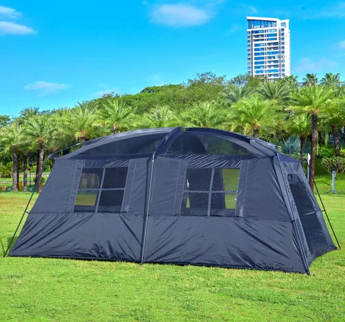 Vista 9 de KTT Extra Large Tent 12-14 Person,Family Cabin Tents,2 Rooms,Straight Wall,2 Doors 4 Windows with Mesh,Waterproof,Double Layer,Big Tent for