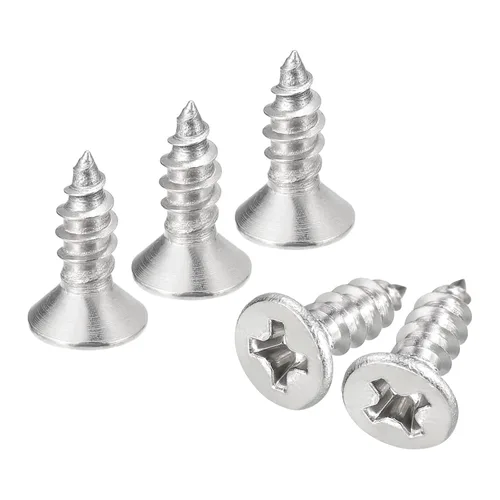 Vista 9 de uxcell Tornillos de chapa metálica de cabeza plana #6x1, 50 tornillos de madera Phillips Drive Tornillos de acero inoxidable 304 Autoperforantes