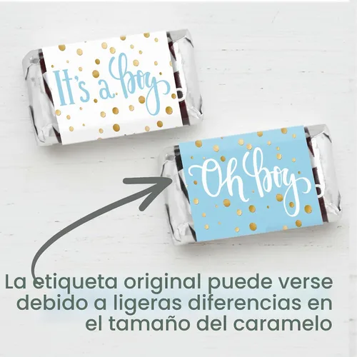 Vista 5 de Mini envoltorios de barra de caramelo con texto en inglés "It's a Boy" con texto en inglés "It's a Boy