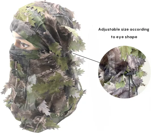 Vista 3 de Ghillie Camouflage Leafy Hat 3D Full Face Mask Headwear Turkey Camo Hunter Hunting Accessories