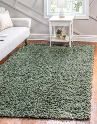 Vista 62 de Unique Loom Colección Davos Shag - Alfombra Lino