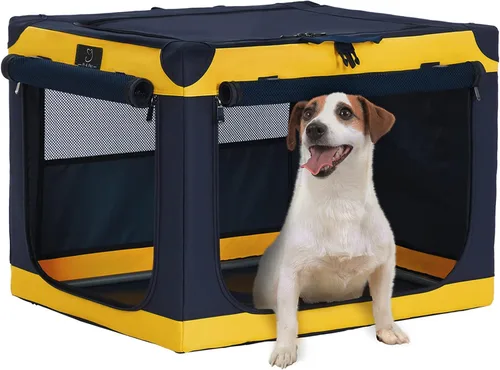 Vista 16 de Jaula suave de 36 pulgadas para perros grandes, perrera de viaje portátil con cremalleras bloqueables, base impermeable, funda lavable, marco