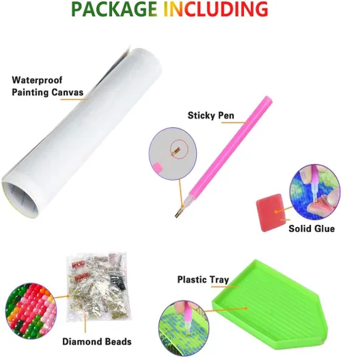Vista 6 de Diymood DIY Kits de pintura de diamantes 5D para adultos Baloncesto - Kits de arte de diamantes para adultos Llama Taladro completo redondo