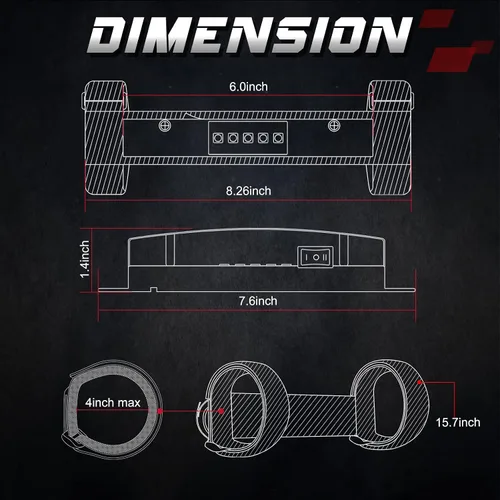 Vista 7 de OFFROADTOWN UTV - Luz interior universal para montaje en barra enrollable, luz LED, luz cúpula, luz enrollable para uso general, luz envolvente