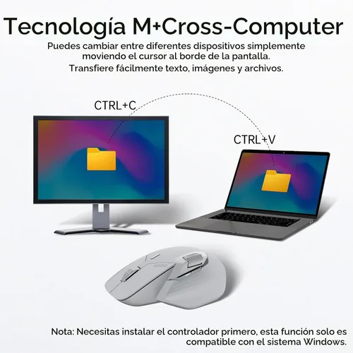 Vista 2 de Rapoo MT760Mini Ratón Inalámbrico Bluetooth - Bluetooth 5.0 y 2.4GHz Conexión Multi-Modo, Compatible con 4 Dispositivos, Tecnología M+ Cross Gris