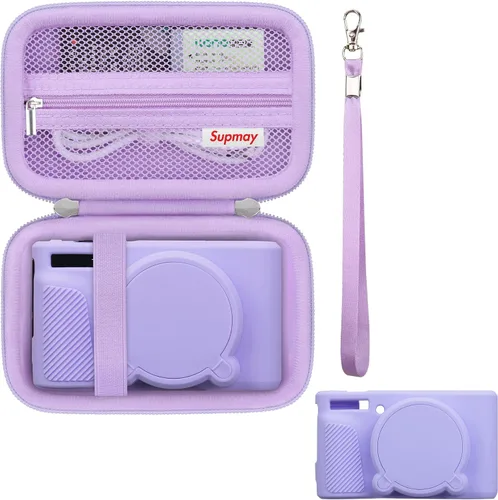 Vista 10 de Funda para cámara Canon PowerShot SX740 HS, SX730 HS, color marrón 1 funda rígida + 1 funda de silicona suave, SX740, SX730, bolsa protectora